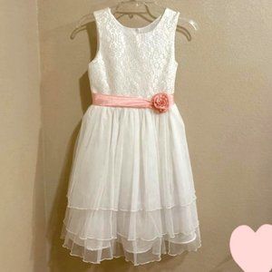 Jona Michelle Girls Sz 12 Dress White Lace & Layered Tulle